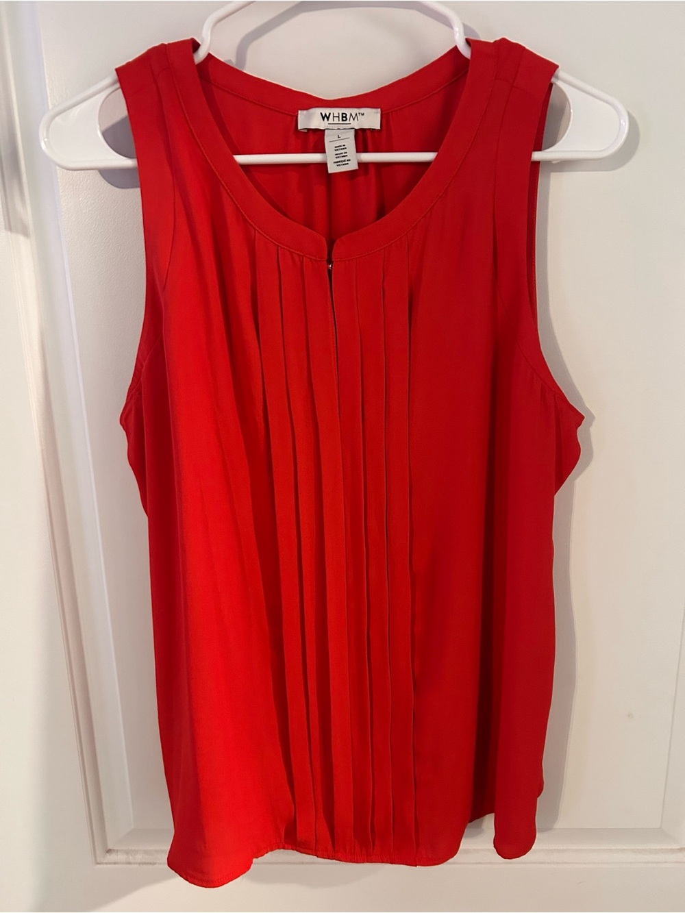 White House Black Market Red Pleated Sleeveless Camisole